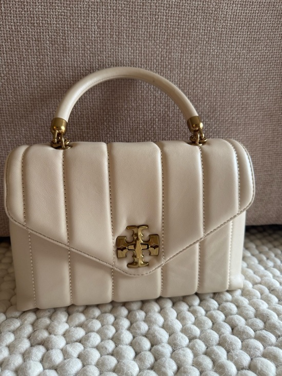 Tory Burch Handbags - Tory Burch Cream Quilted Top-Handle Satchel with Gold Logo